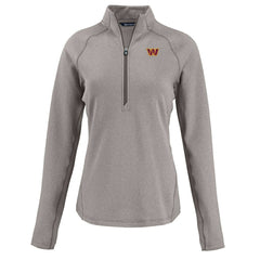 Washington Commanders Cutter & Buck Women's Peshastin Eco Fleece Recycled Tri-Blend Raglan Half-Zip Jacket - Heather Gray - NFL