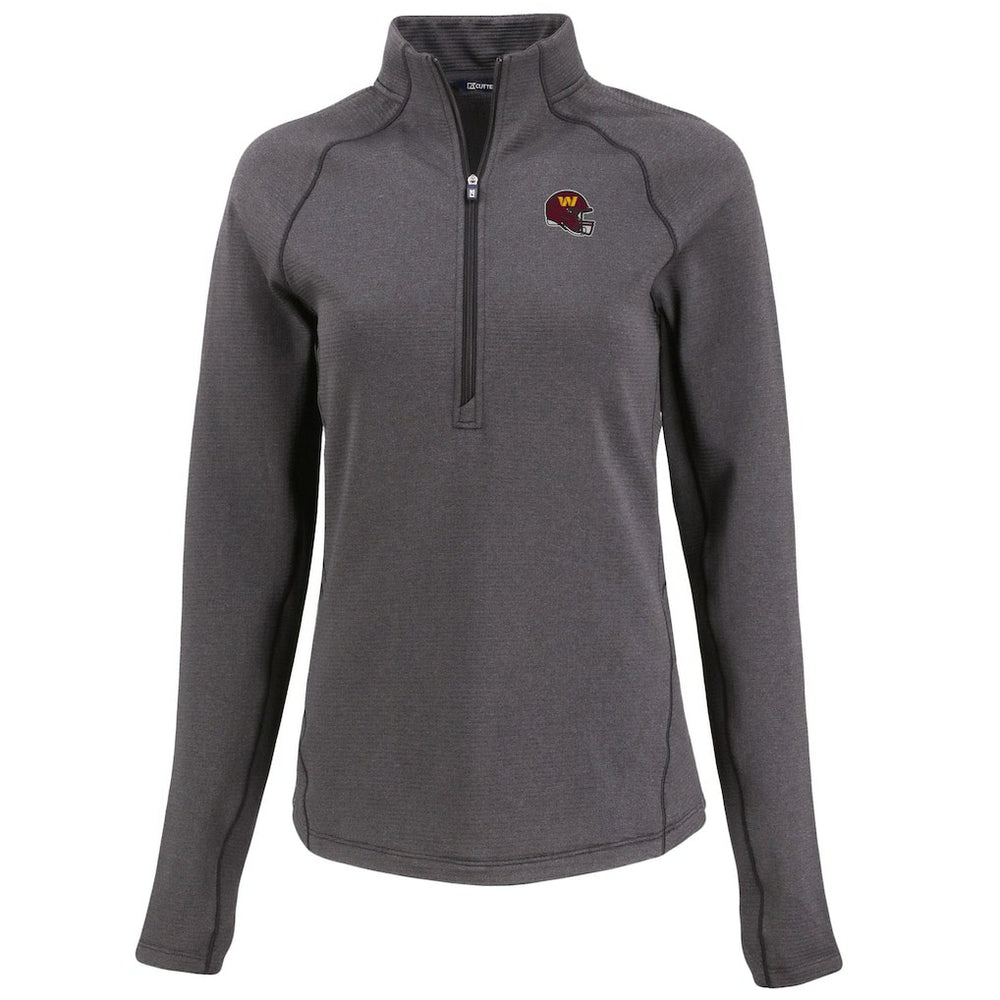 Washington Commanders Cutter & Buck Women's Peshastin Eco Fleece Recycled Tri-Blend Raglan Half-Zip Jacket - Heather Black - NFL