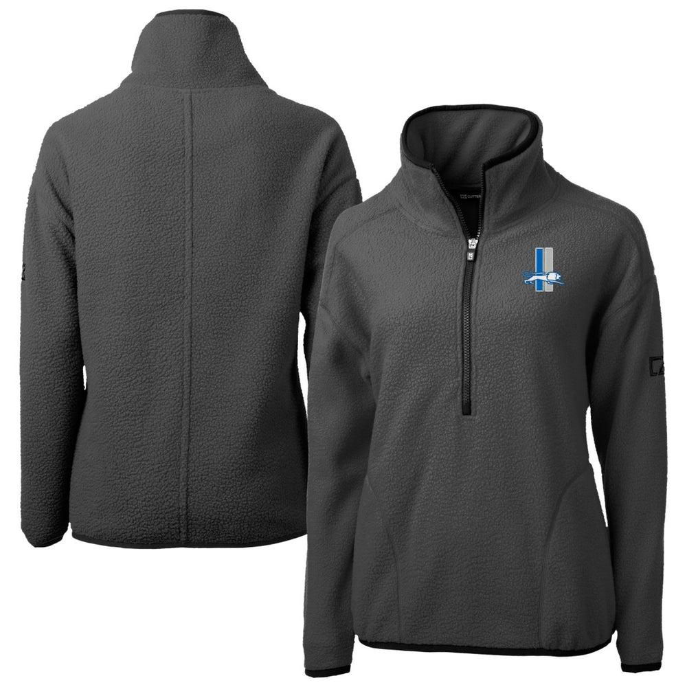 Detroit Lions Cutter & Buck Women's Historic Cascade Eco Sherpa Fleece Half-Zip Jacket - Charcoal - NFL