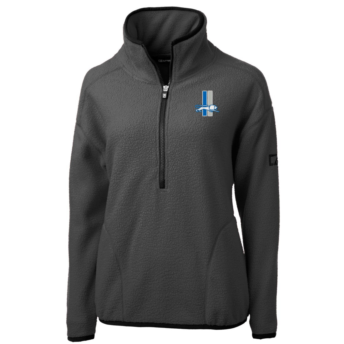 Detroit Lions Cutter & Buck Women's Historic Cascade Eco Sherpa Fleece Half-Zip Jacket - Charcoal - NFL