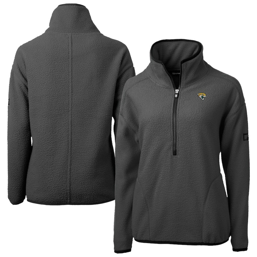 Jacksonville Jaguars Cutter & Buck Women's Cascade Eco Sherpa Fleece Half-Zip Jacket - Charcoal - NFL