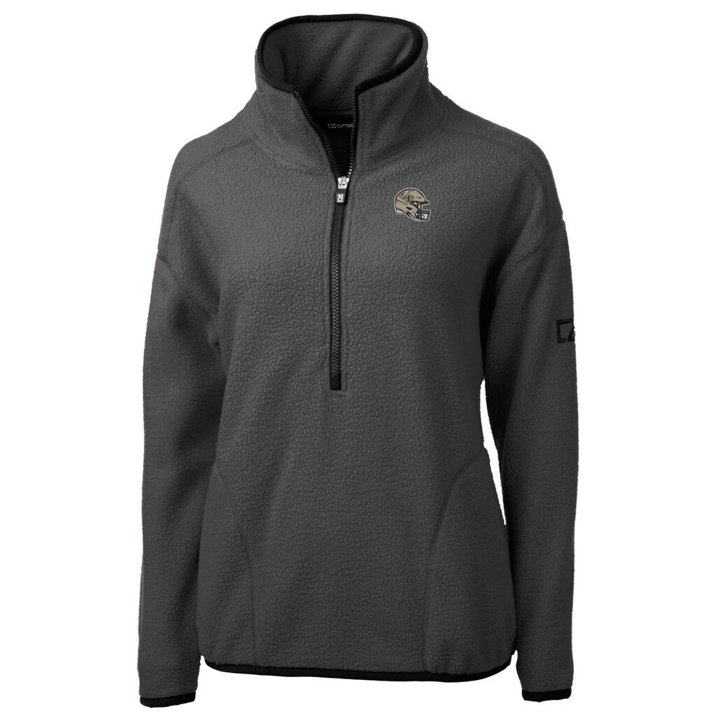 New Orleans Saints Cutter & Buck Women's Helmet Cascade Eco Sherpa Fleece Half-Zip Jacket - Charcoal - NFL