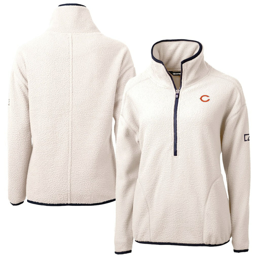 Chicago Bears Cutter & Buck Women's Cascade Eco Sherpa Fleece Half-Zip Jacket - Oatmeal - NFL