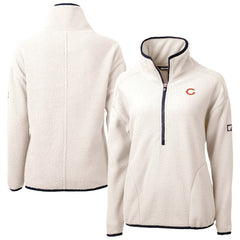 Chicago Bears Cutter & Buck Women's Cascade Eco Sherpa Fleece Half-Zip Jacket - Oatmeal - NFL