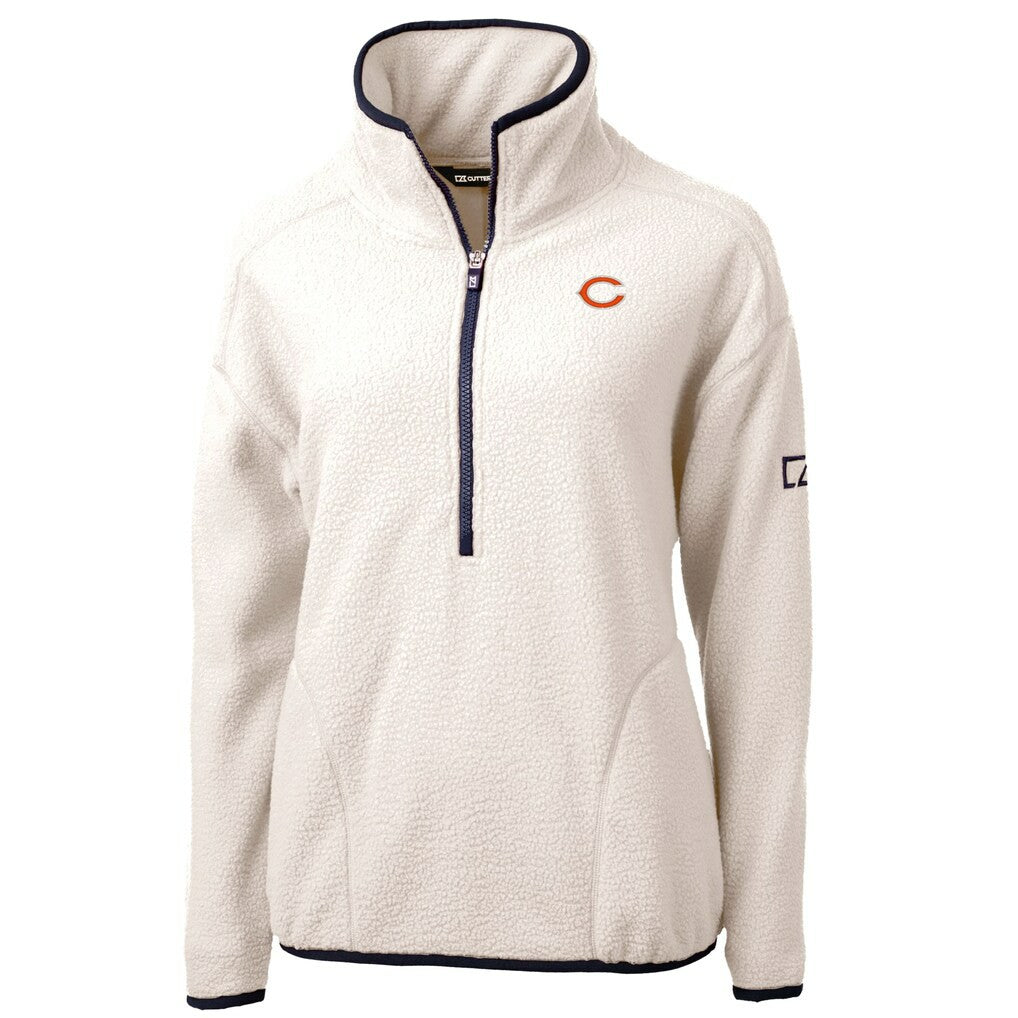 Chicago Bears Cutter & Buck Women's Cascade Eco Sherpa Fleece Half-Zip Jacket - Oatmeal - NFL