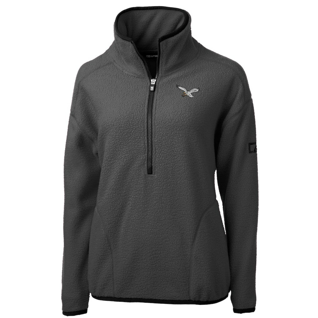 Philadelphia Eagles Cutter & Buck Women's Historic Cascade Eco Sherpa Fleece Half-Zip Jacket - Charcoal - NFL