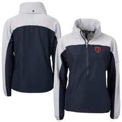 Chicago Bears Cutter & Buck Women's Charter Eco Recycled Half-Zip Hooded Anorak Jacket - Navy - NFL
