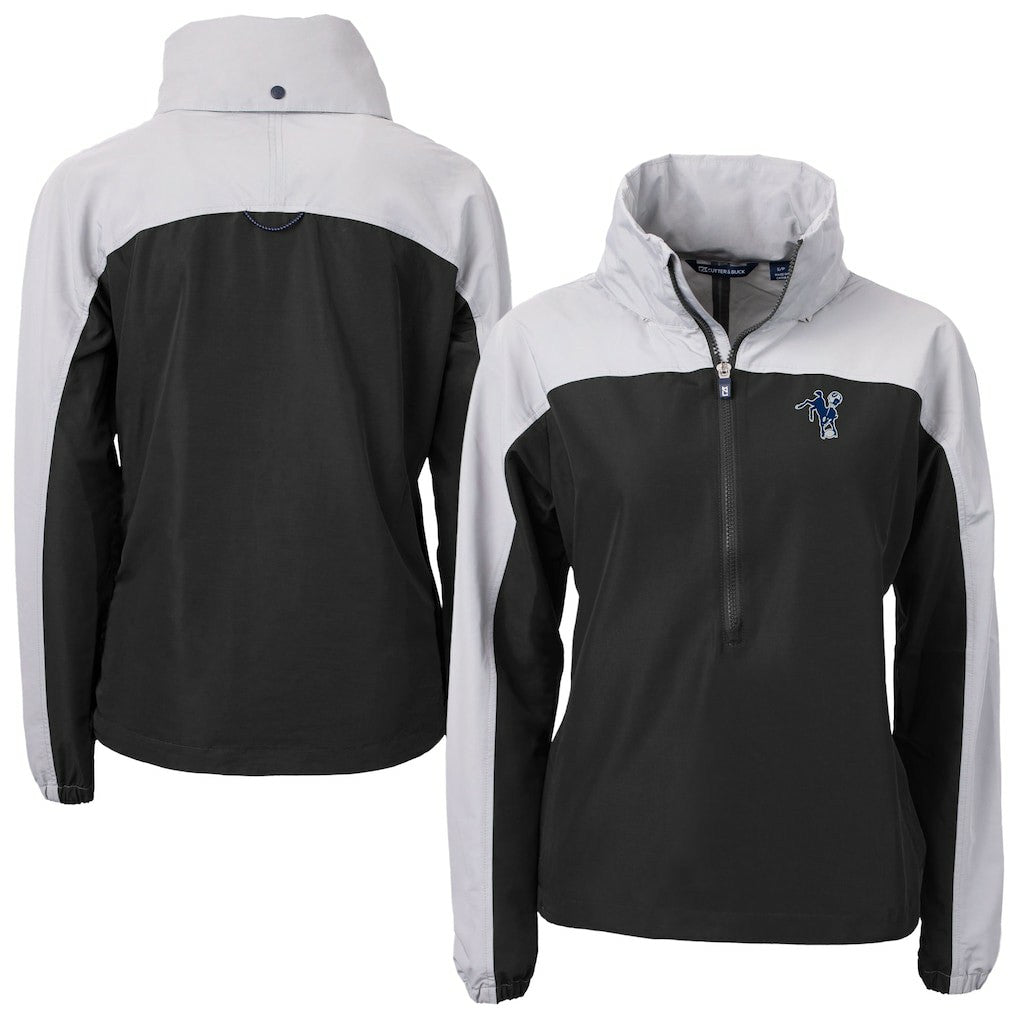 Indianapolis Colts Cutter & Buck Women's Charter Eco Recycled Half-Zip Hooded Anorak Jacket - Black - NFL