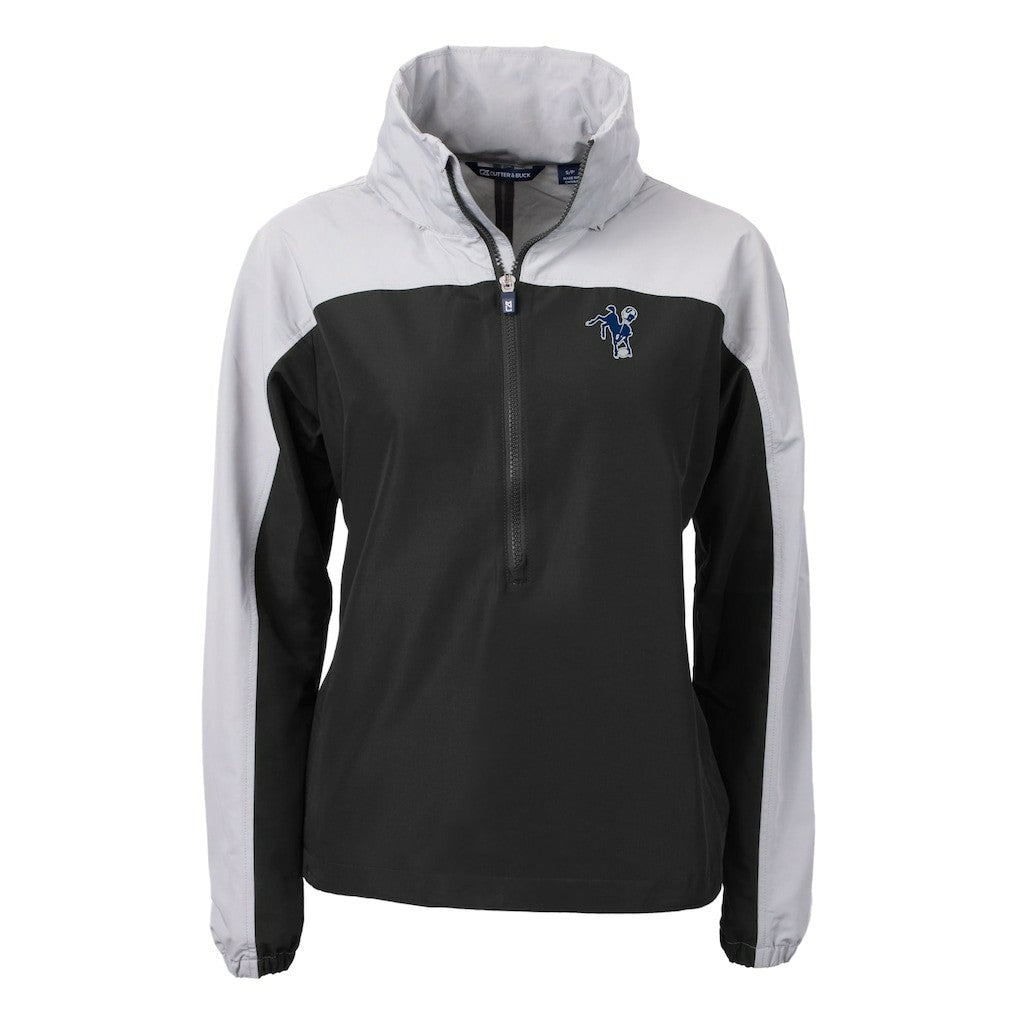 Indianapolis Colts Cutter & Buck Women's Charter Eco Recycled Half-Zip Hooded Anorak Jacket - Black - NFL