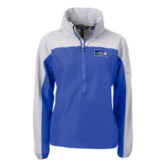 Seattle Seahawks Cutter & Buck Women's Charter Eco Recycled Half-Zip Hooded Anorak Jacket - Blue - NFL