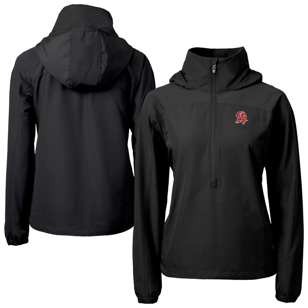 Tampa Bay Buccaneers Cutter & Buck Women's Charter Eco Recycled Half-Zip Hooded Anorak Jacket - Black - NFL
