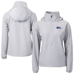 Seattle Seahawks Cutter & Buck Women's Charter Eco Recycled Half-Zip Hooded Anorak Jacket - Gray - NFL