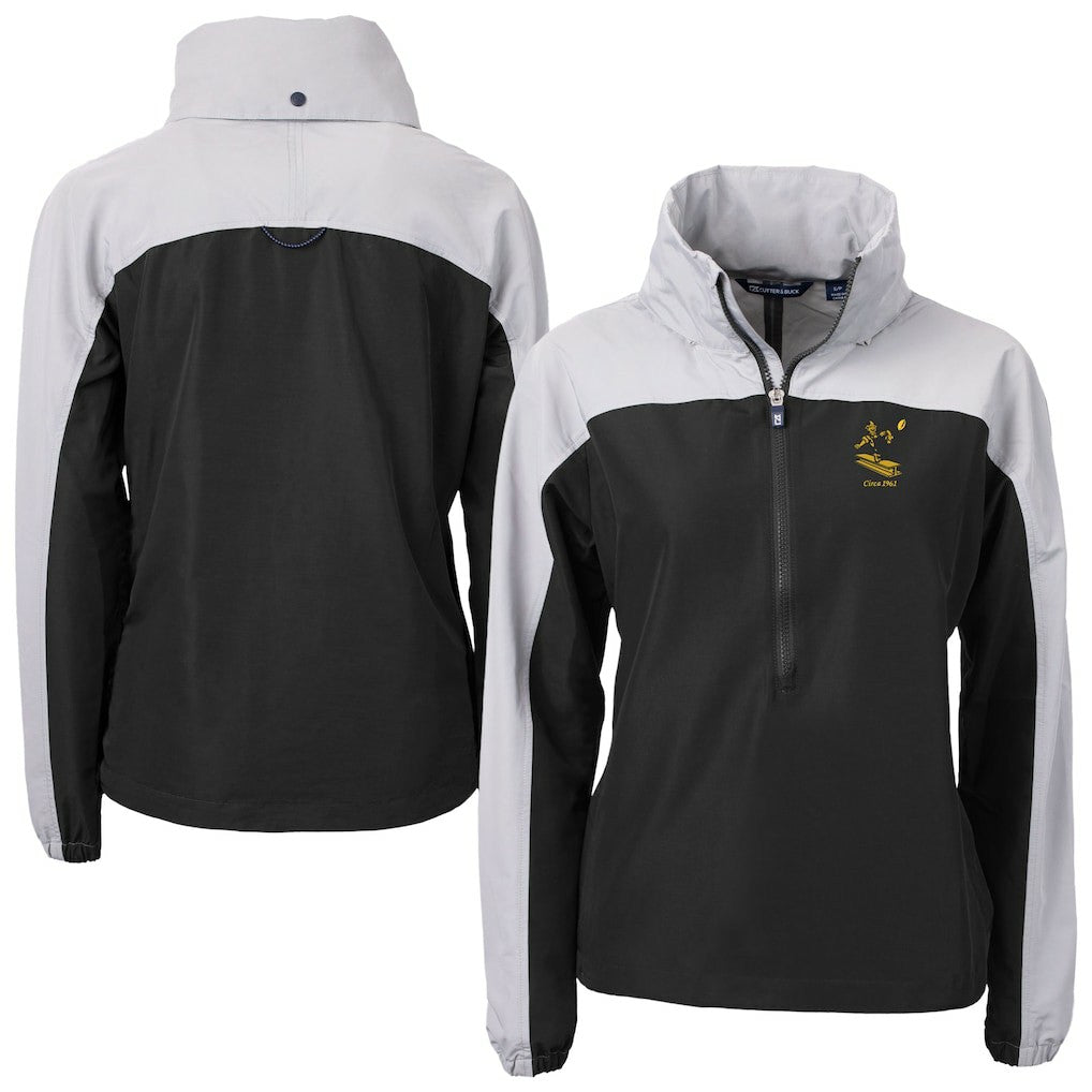 Pittsburgh Steelers Cutter & Buck Women's Charter Eco Recycled Half-Zip Hooded Anorak Jacket - Black - NFL