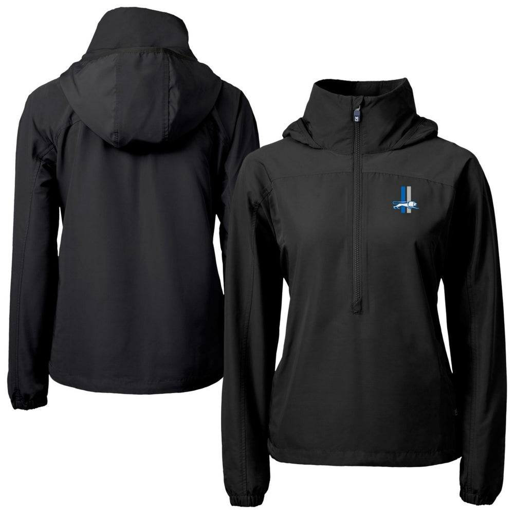 Detroit Lions Cutter & Buck Women's Charter Eco Recycled Half-Zip Hooded Anorak Jacket - Black - NFL