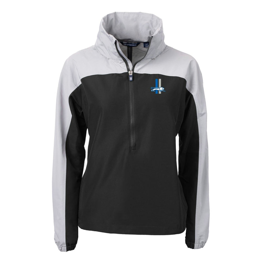 Detroit Lions Cutter & Buck Women's Charter Eco Recycled Half-Zip Hooded Anorak Jacket - Black - NFL