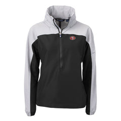 San Francisco 49ers Cutter & Buck Women's Charter Eco Recycled Half-Zip Hooded Anorak Jacket - Black - NFL