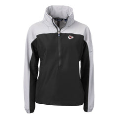 Kansas City Chiefs Cutter & Buck Women's Charter Eco Recycled Half-Zip Hooded Anorak Jacket - Black - NFL