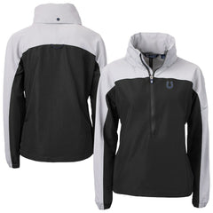 Indianapolis Colts Cutter & Buck Women's Charter Eco Recycled Half-Zip Hooded Anorak Jacket - Black - NFL
