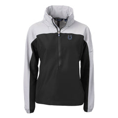 Indianapolis Colts Cutter & Buck Women's Charter Eco Recycled Half-Zip Hooded Anorak Jacket - Black - NFL