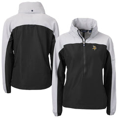 Minnesota Vikings Cutter & Buck Women's Charter Eco Recycled Half-Zip Hooded Anorak Jacket - Black - NFL