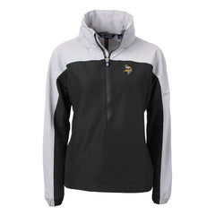 Minnesota Vikings Cutter & Buck Women's Charter Eco Recycled Half-Zip Hooded Anorak Jacket - Black - NFL
