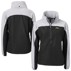 Baltimore Ravens Cutter & Buck Women's Charter Eco Recycled Half-Zip Hooded Anorak Jacket - Black - NFL