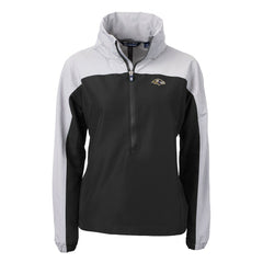 Baltimore Ravens Cutter & Buck Women's Charter Eco Recycled Half-Zip Hooded Anorak Jacket - Black - NFL
