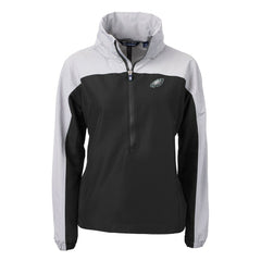 Philadelphia Eagles Cutter & Buck Women's Charter Eco Recycled Half-Zip Hooded Anorak Jacket - Black - NFL