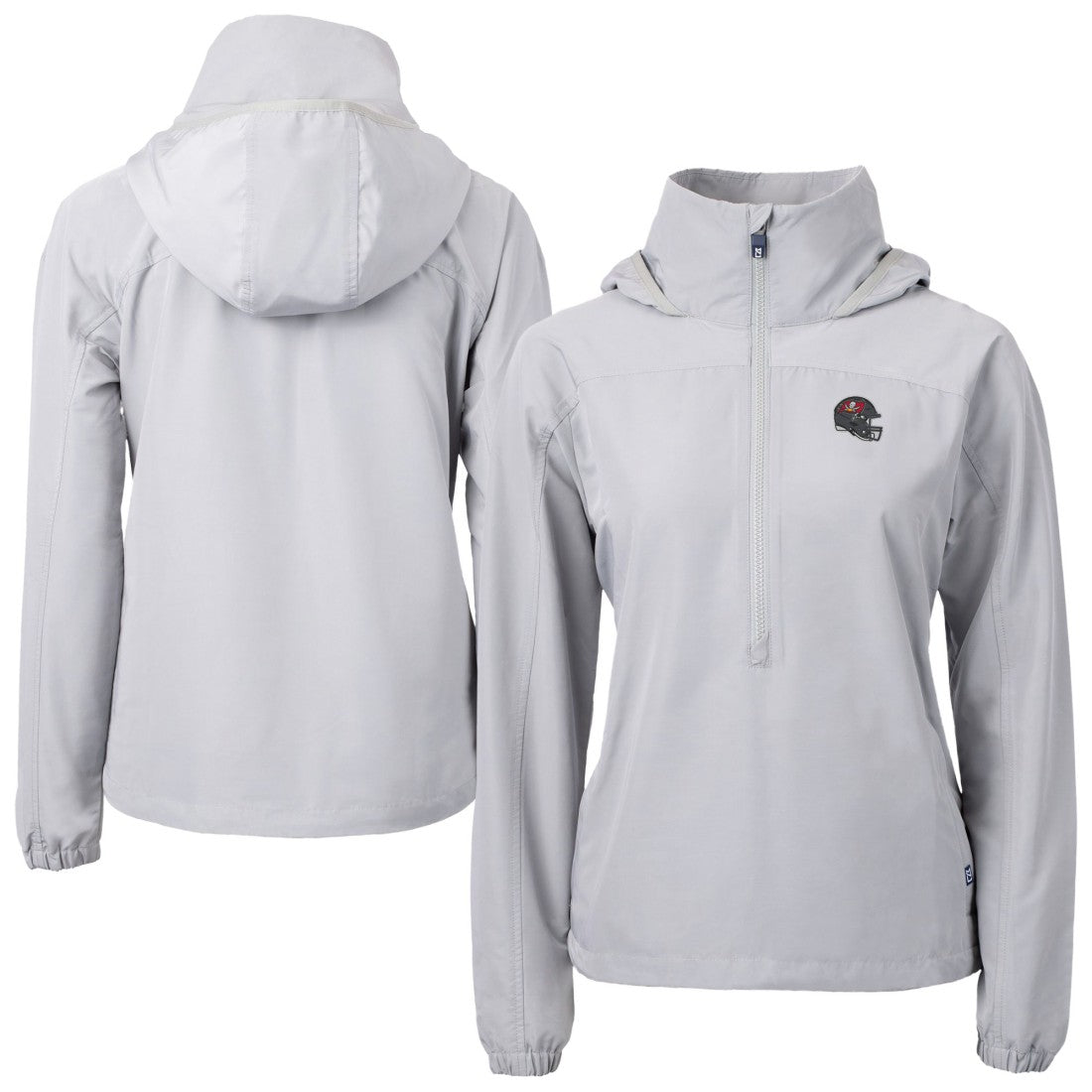 Tampa Bay Buccaneers Cutter & Buck Women's Charter Eco Recycled Half-Zip Hooded Anorak Jacket - Gray - NFL