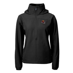 Washington Commanders Cutter & Buck Women's Charter Eco Recycled Half-Zip Hooded Anorak Jacket - Black - NFL