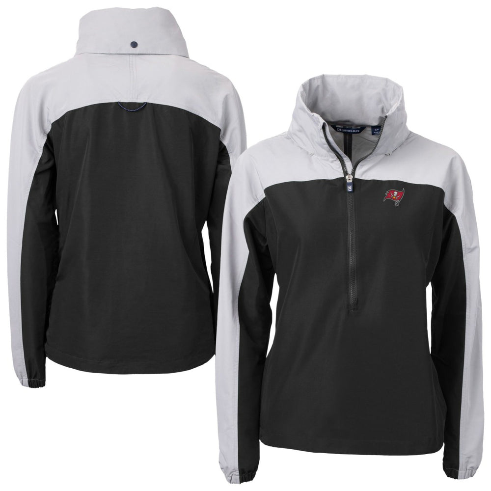 Tampa Bay Buccaneers Cutter & Buck Women's Charter Eco Recycled Half-Zip Hooded Anorak Jacket - Black - NFL