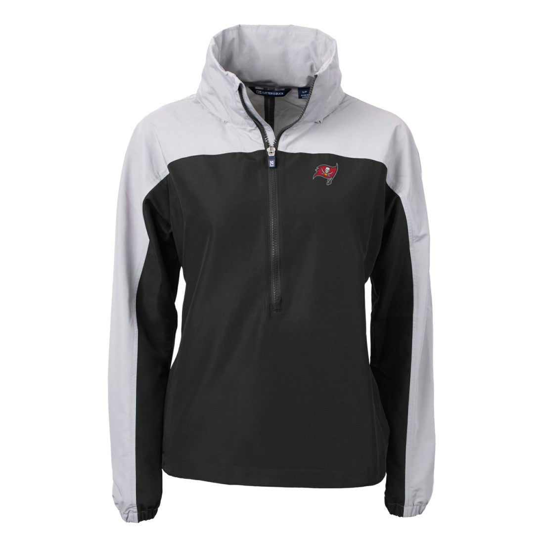 Tampa Bay Buccaneers Cutter & Buck Women's Charter Eco Recycled Half-Zip Hooded Anorak Jacket - Black - NFL