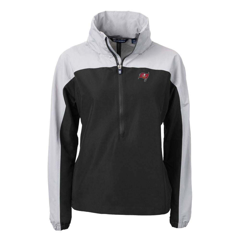 Tampa Bay Buccaneers Cutter & Buck Women's Charter Eco Recycled Half-Zip Hooded Anorak Jacket - Black - NFL