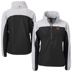 Washington Commanders Cutter & Buck Women's Charter Eco Recycled Half-Zip Hooded Anorak Jacket - Black - NFL