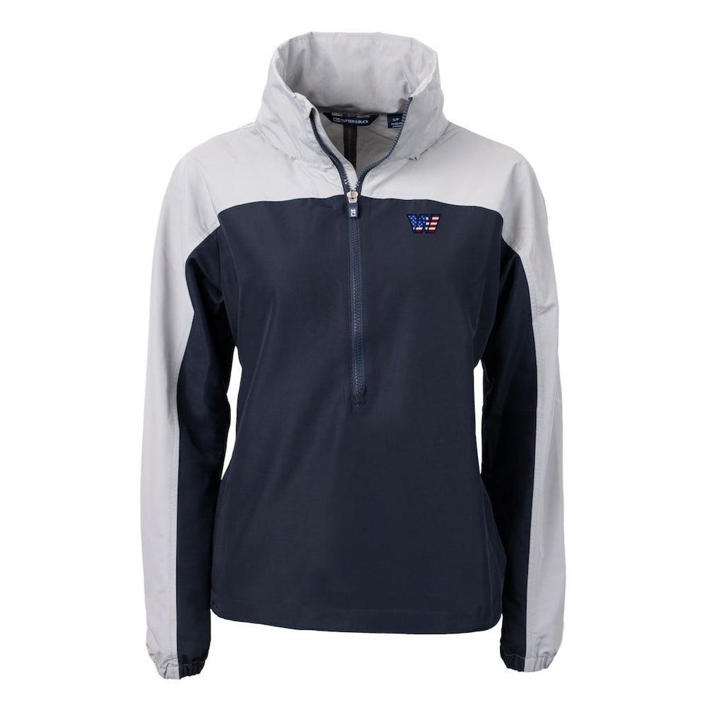 Washington Commanders Cutter & Buck Women's Charter Eco Recycled Half-Zip Hooded Anorak Jacket - Navy - NFL