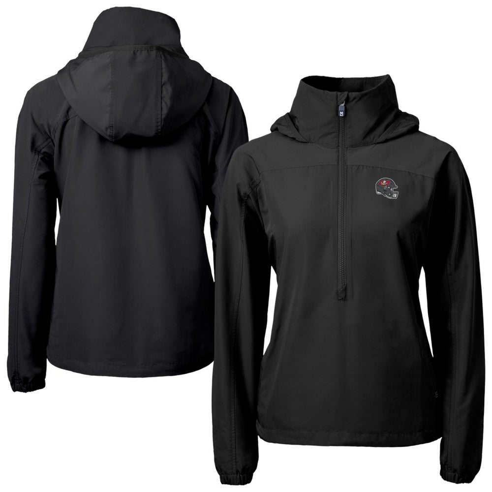 Tampa Bay Buccaneers Cutter & Buck Women's Charter Eco Recycled Half-Zip Hooded Anorak Jacket - Black - NFL