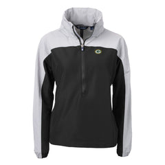 Green Bay Packers Cutter & Buck Women's Charter Eco Recycled Half-Zip Hooded Anorak Jacket - Black - NFL