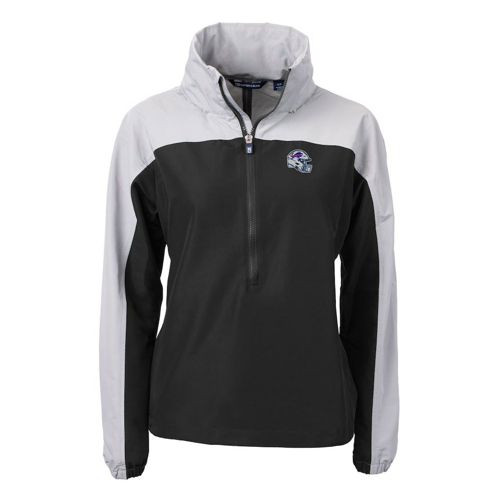Buffalo Bills Cutter & Buck Women's Charter Eco Recycled Half-Zip Hooded Anorak Jacket - Black - NFL
