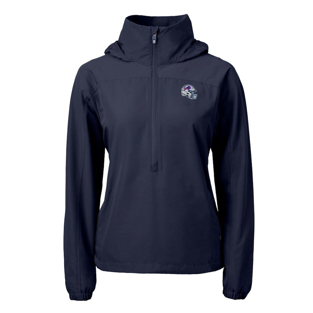 Buffalo Bills Cutter & Buck Women's Charter Eco Recycled Half-Zip Hooded Anorak Jacket - Navy - NFL