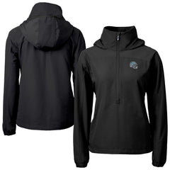 Detroit Lions Cutter & Buck Women's Charter Eco Recycled Half-Zip Hooded Anorak Jacket - Black - NFL