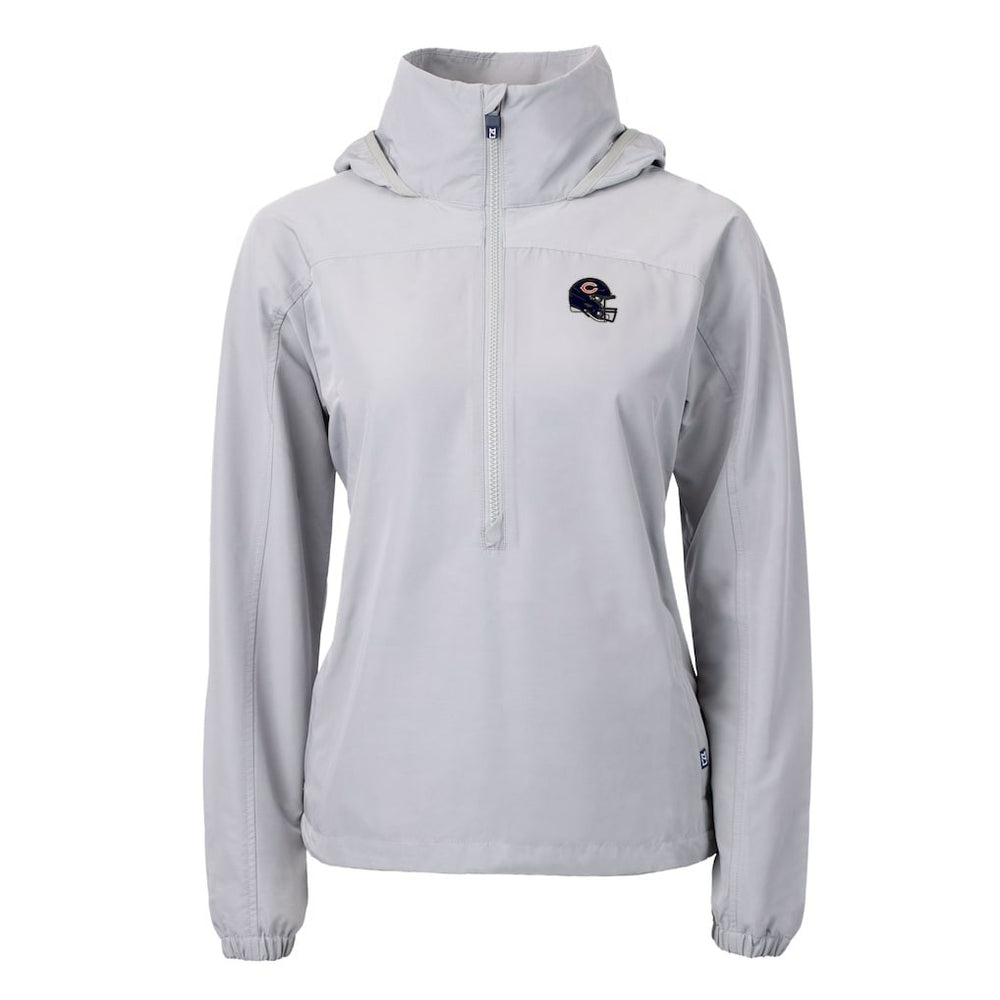 Chicago Bears Cutter & Buck Women's Charter Eco Recycled Half-Zip Hooded Anorak Jacket - Gray - NFL