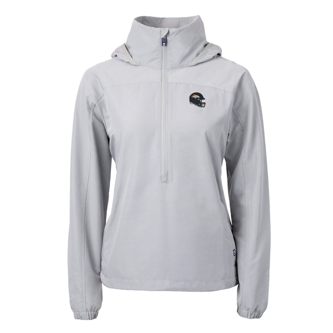 Denver Broncos Cutter & Buck Women's Charter Eco Recycled Half-Zip Hooded Anorak Jacket - Gray - NFL