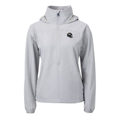 Denver Broncos Cutter & Buck Women's Charter Eco Recycled Half-Zip Hooded Anorak Jacket - Gray - NFL
