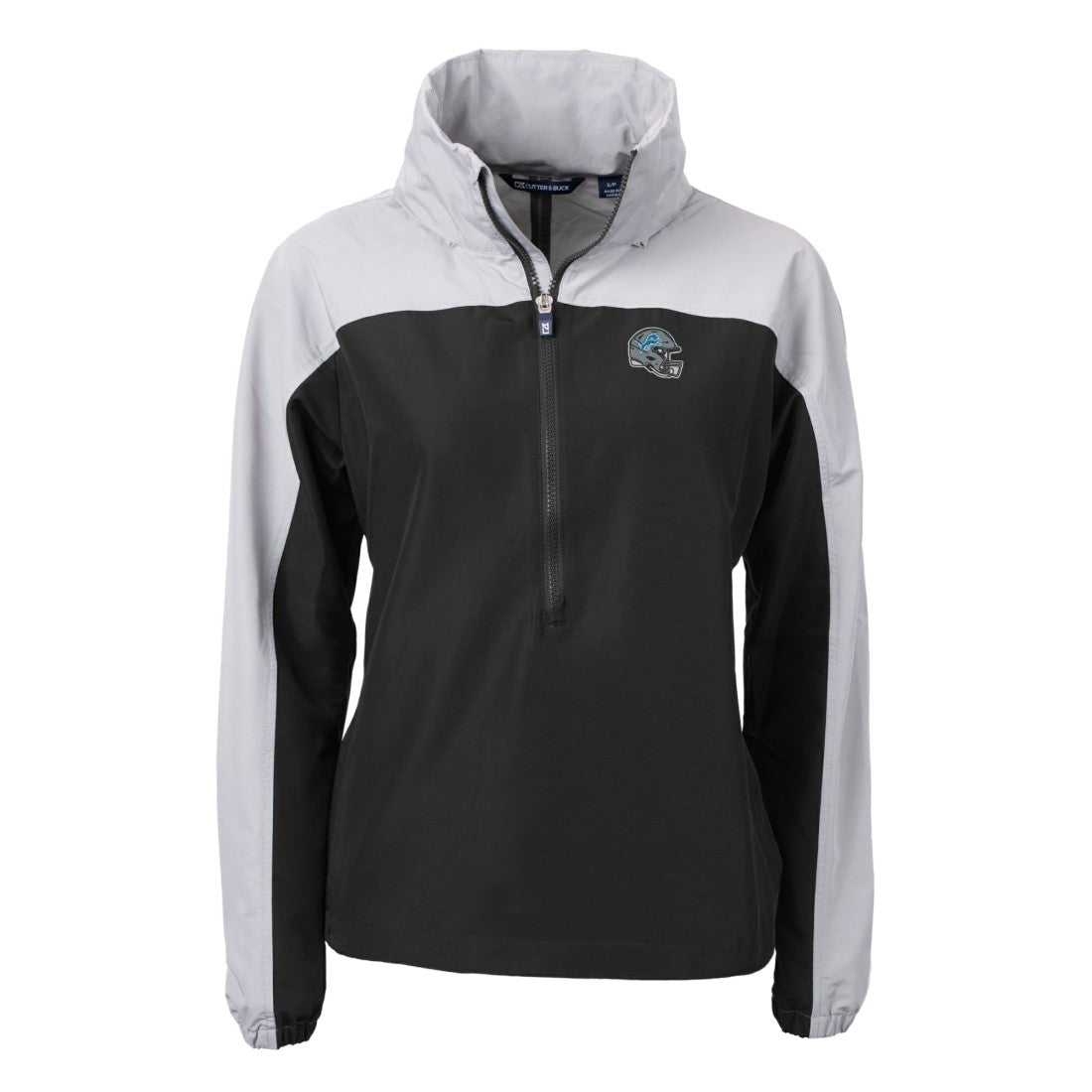 Detroit Lions Cutter & Buck Women's Charter Eco Recycled Half-Zip Hooded Anorak Jacket - Black - NFL
