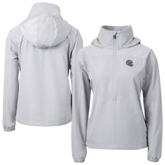 Detroit Lions Cutter & Buck Women's Charter Eco Recycled Half-Zip Hooded Anorak Jacket - Gray - NFL