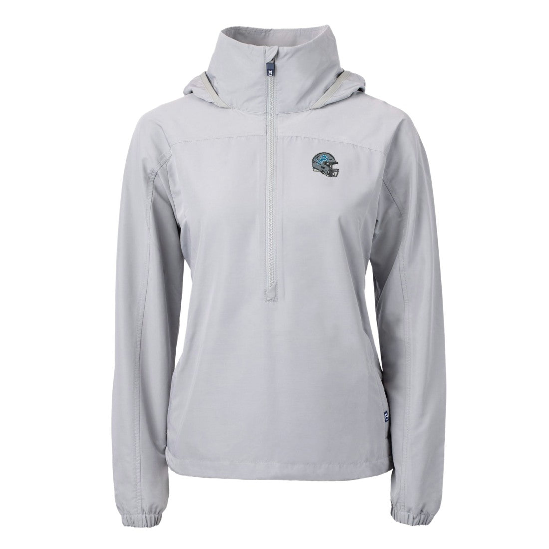 Detroit Lions Cutter & Buck Women's Charter Eco Recycled Half-Zip Hooded Anorak Jacket - Gray - NFL