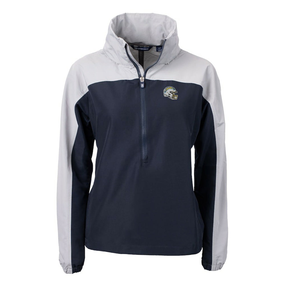 Los Angeles Chargers Cutter & Buck Women's Charter Eco Recycled Half-Zip Hooded Anorak Jacket - Navy - NFL