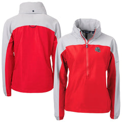New England Patriots Cutter & Buck Women's Charter Eco Recycled Half-Zip Hooded Anorak Jacket - Red - NFL
