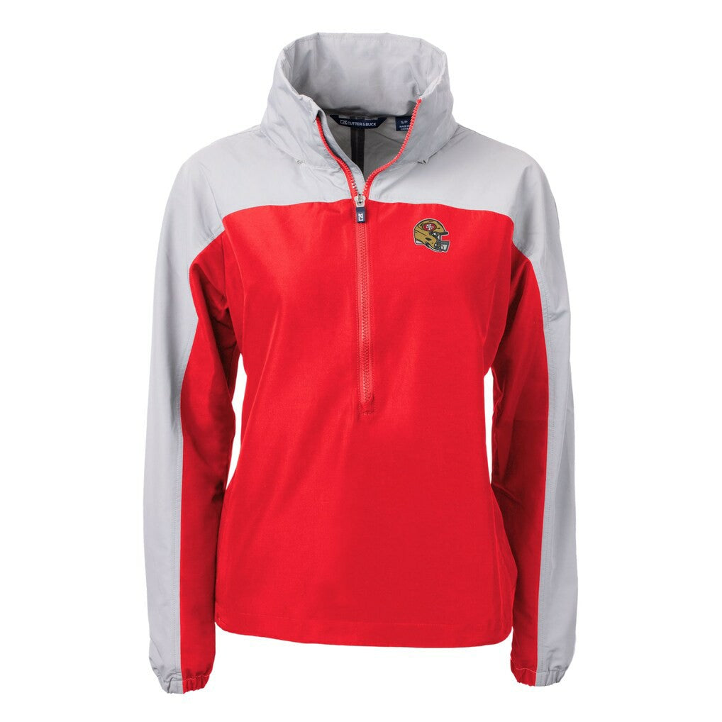 San Francisco 49ers Cutter & Buck Women's Charter Eco Recycled Half-Zip Hooded Anorak Jacket - Scarlet - NFL
