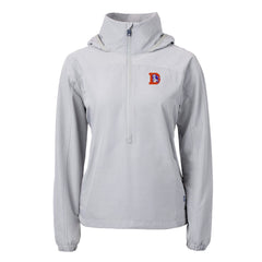 Denver Broncos Cutter & Buck Women's Charter Eco Recycled Half-Zip Hooded Anorak Jacket - Gray - NFL